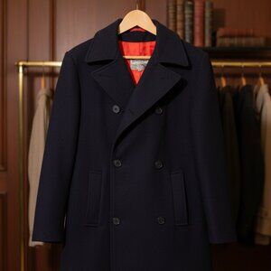 Vintage SBI by Bitterman Wool Peacoat Navy Blue Red Lining Size 5-6 Yugoslavia